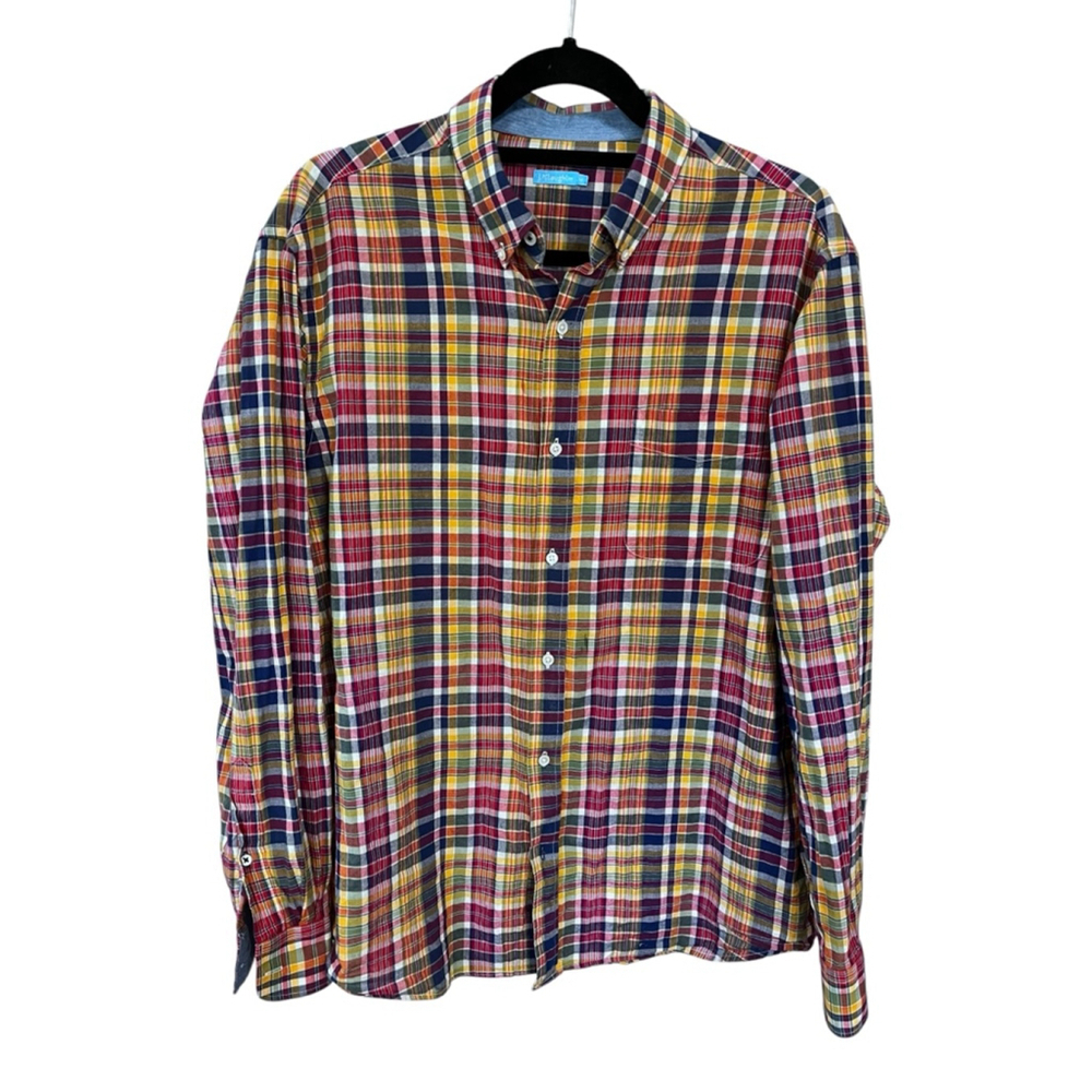 J Mclaughlin Plaid Button Down Long Sleeve Men's Shirt Size Medium Lightweight